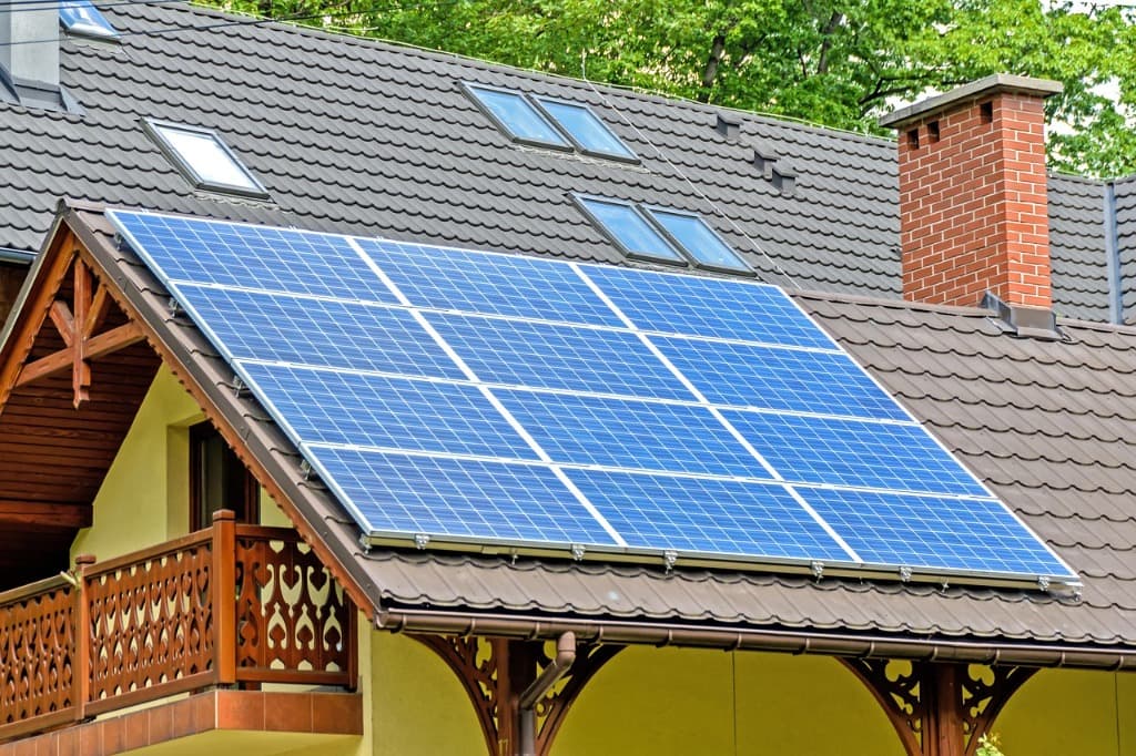 Solar panels on roof